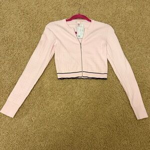 Victoria’s Secret Pink Cropped Luxe Cable-Knit Zip-Up Sweater